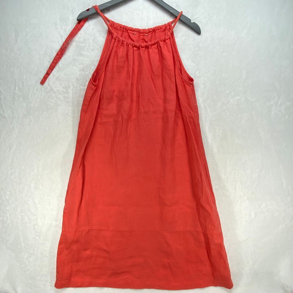 Tommy Bahama womens S Linen‎ Dress Sleeveless Coral Halter Neck Casual Sundress